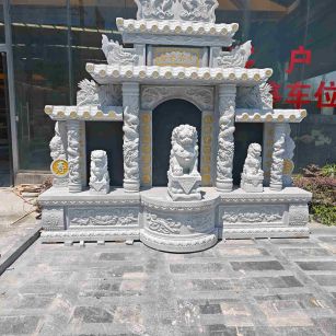 中卫芝麻白中国黑石材套墓 花岗岩墓碑